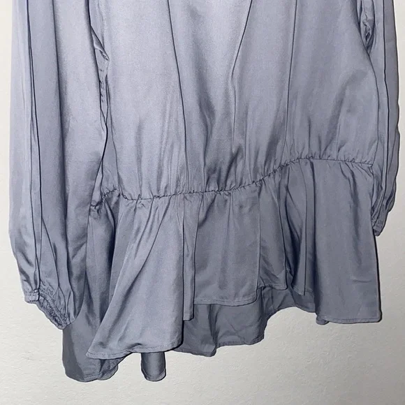 David meister 1X ruffle top NEW ❤️🔥 grey blouse plus size top - Picture 6 of 9